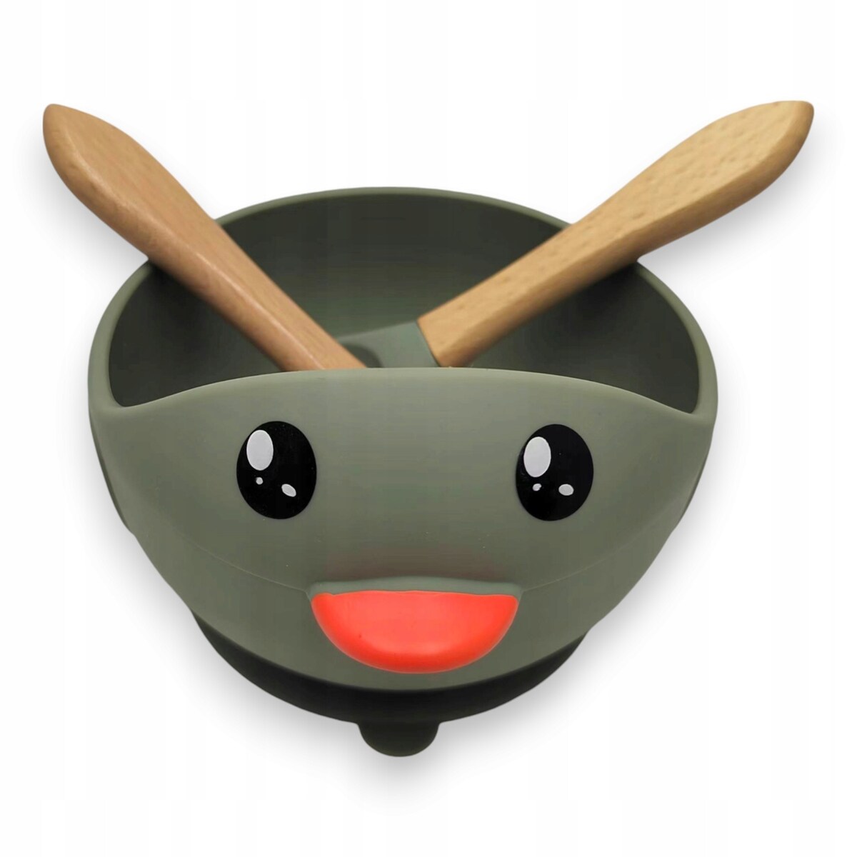 Miseczka z przyssawką silikonowa dla dziecka na przekąski łyżka widelec BLW