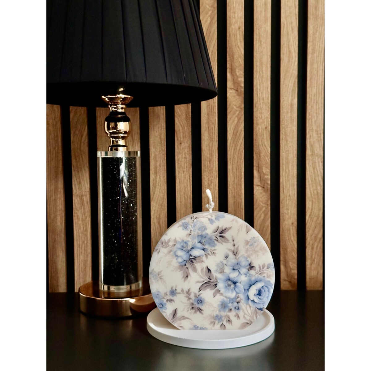 Świeca sojowa Niebieskie Kwiaty Vintage rozm. L pomysł na prezent dla mamy