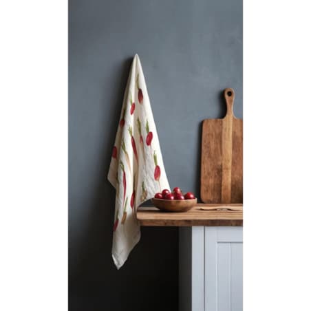 Lniany ręcznik kuchenny - Rzodkiewka