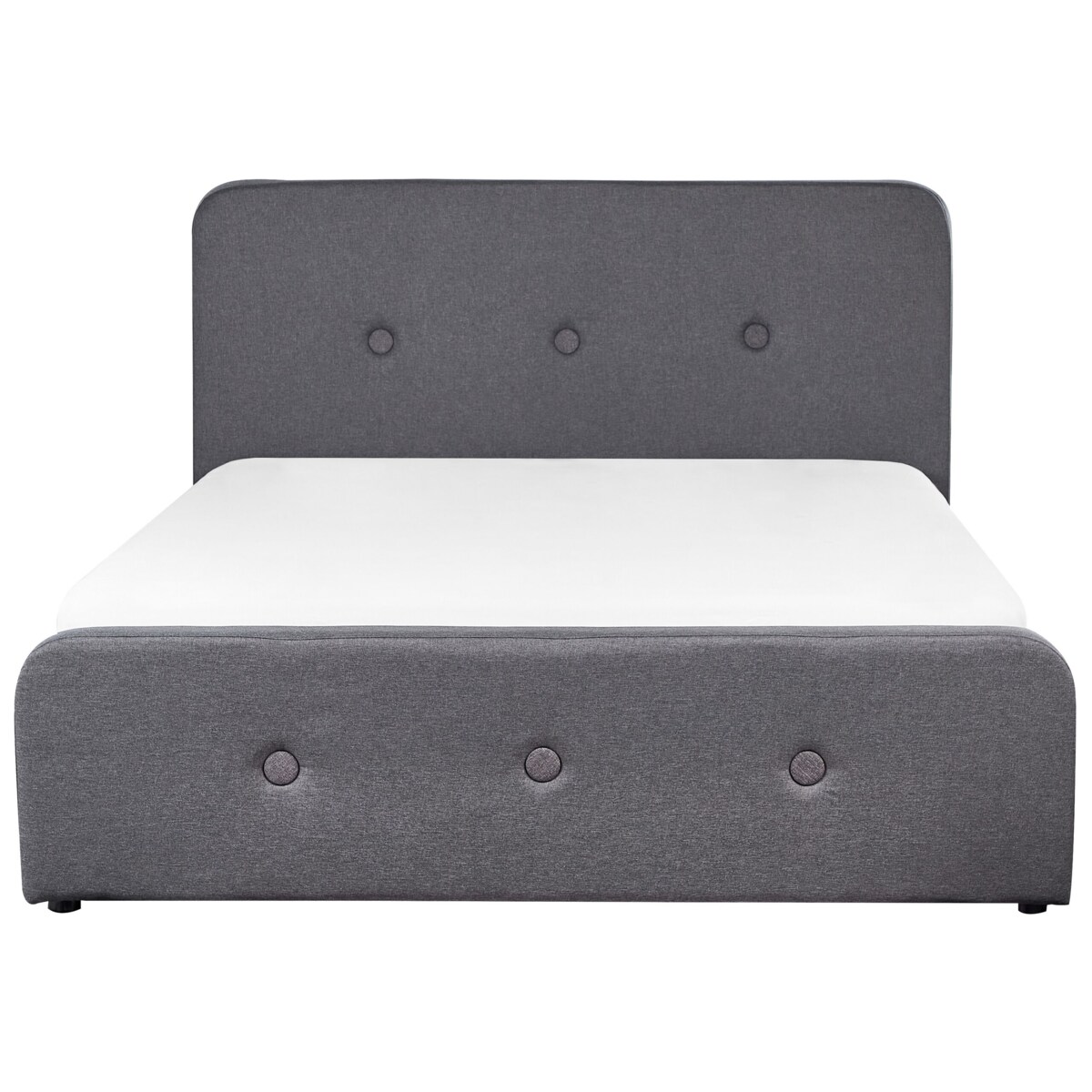 Łóżko z pojemnikiem tapicerowane 140 x 200 cm ciemnoszare RENNES