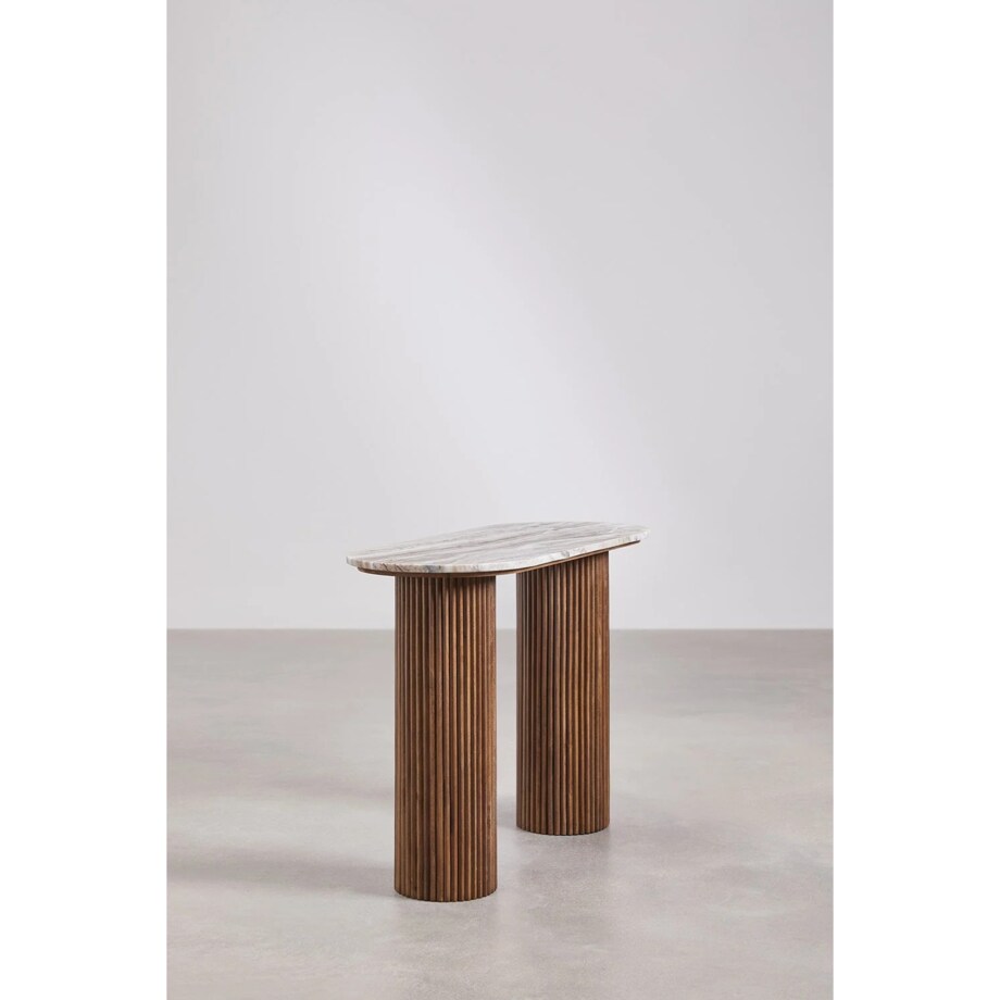 Konsola z marmuru i drewna mango 110x45 cm Norma