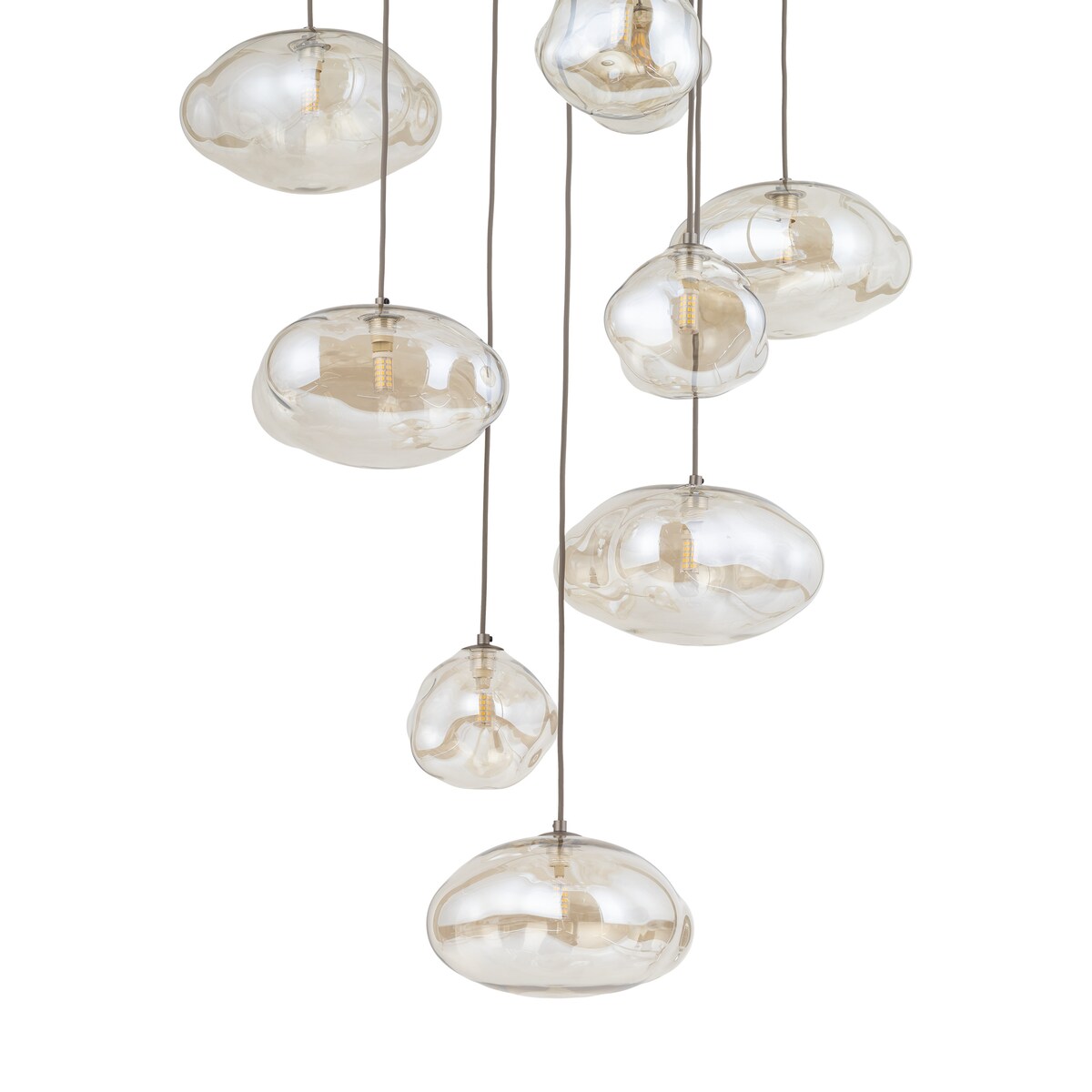 Lampa Wisząca Na Kole Tk Lighting Nebia Brązowa Tytan Kaskada 13Xg9 Koniakowe Klosze Nieregularne Szkło