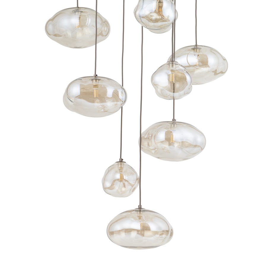 Lampa Wisząca Na Kole Tk Lighting Nebia Brązowa Tytan Kaskada 13Xg9 Koniakowe Klosze Nieregularne Szkło