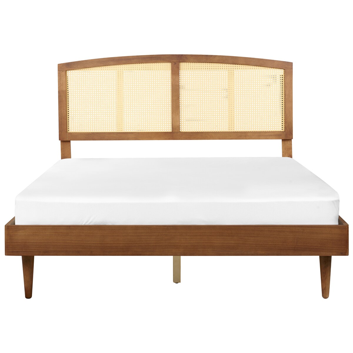 Łóżko LED Rattan VARZY 160 x 200 cm Brązowy