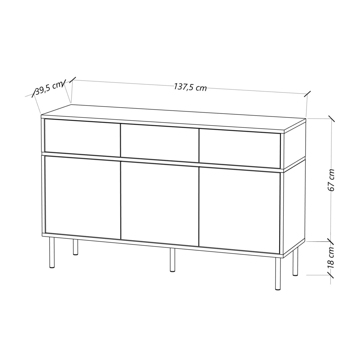 Elegancka czarna komoda Dancan MARIKA ze złotymi dodatkami