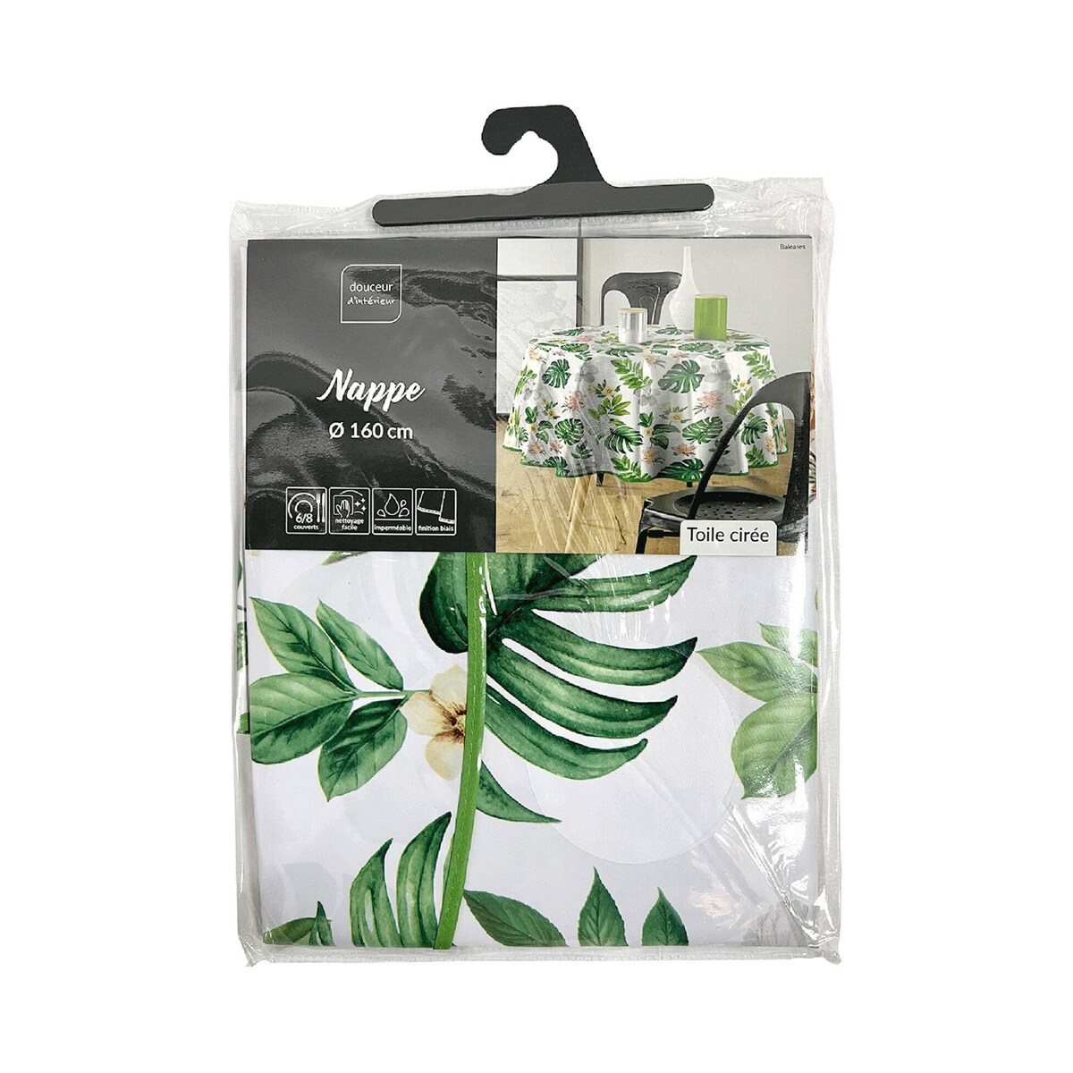 Okrągły obrus w roślinny wzór BALEARES, Ø 160 cm, tworzywo sztuczne