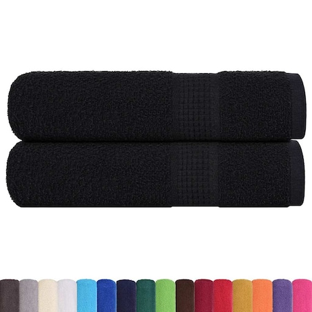 vidaXL Ręczniki kąpielowe, FROGN, 2 szt., czarne, 70x140 cm, 360 g/m²