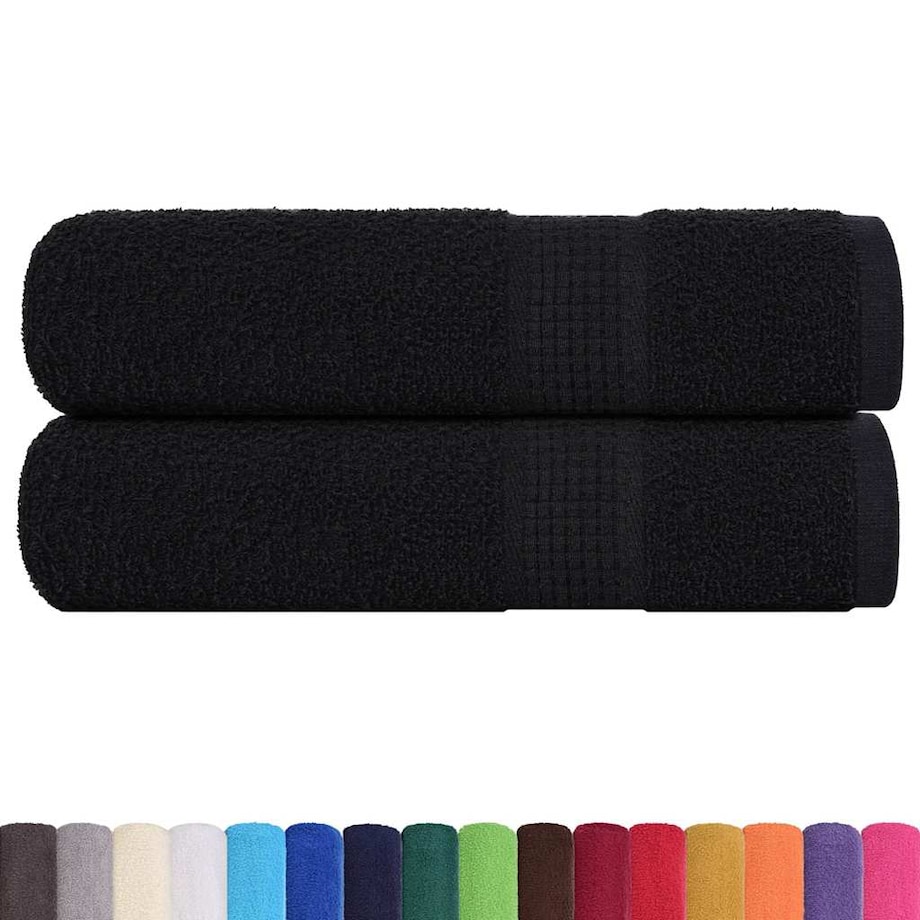 vidaXL Ręczniki kąpielowe, FROGN, 2 szt., czarne, 70x140 cm, 360 g/m²
