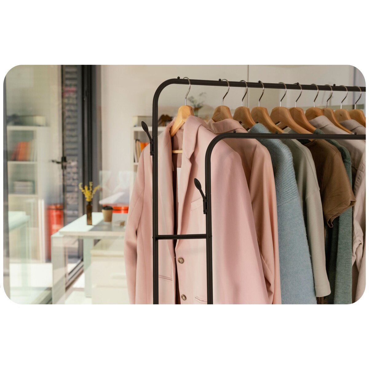 Wieszak na ubrania stojący stojak podwójny mocny Massido