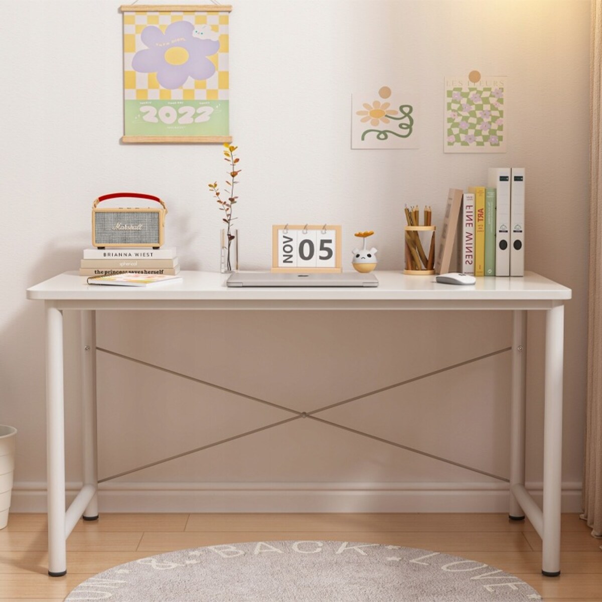 Biurko Komputerowe Młodzieżowe Stolik Białe Nowoczesne Loft Duże 100 Cm