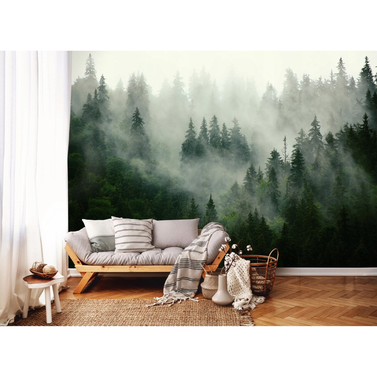 FOTOTAPETA LAS WE MGLE DO SYPIALNI SALONU TAPETA ŚCIENNA FLIZELINA 250x175