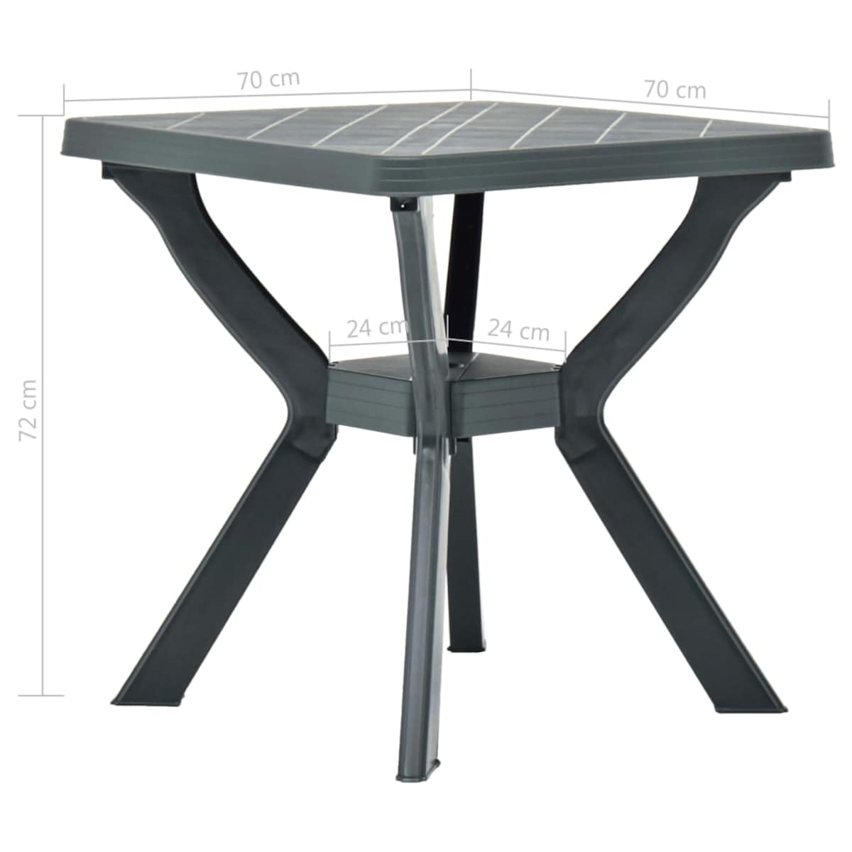 vidaXL Stolik bistro, zielony, 70x70x72 cm, plastikowy