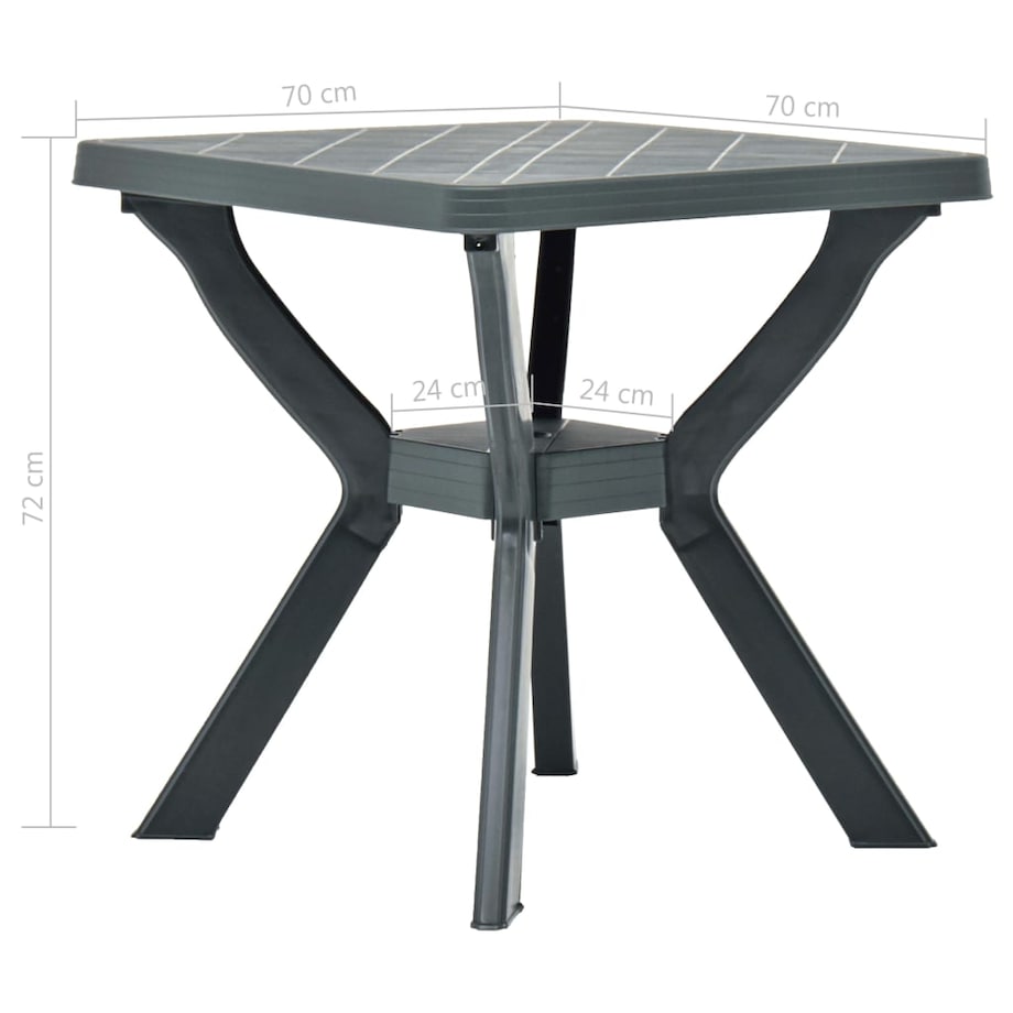 vidaXL Stolik bistro, zielony, 70x70x72 cm, plastikowy