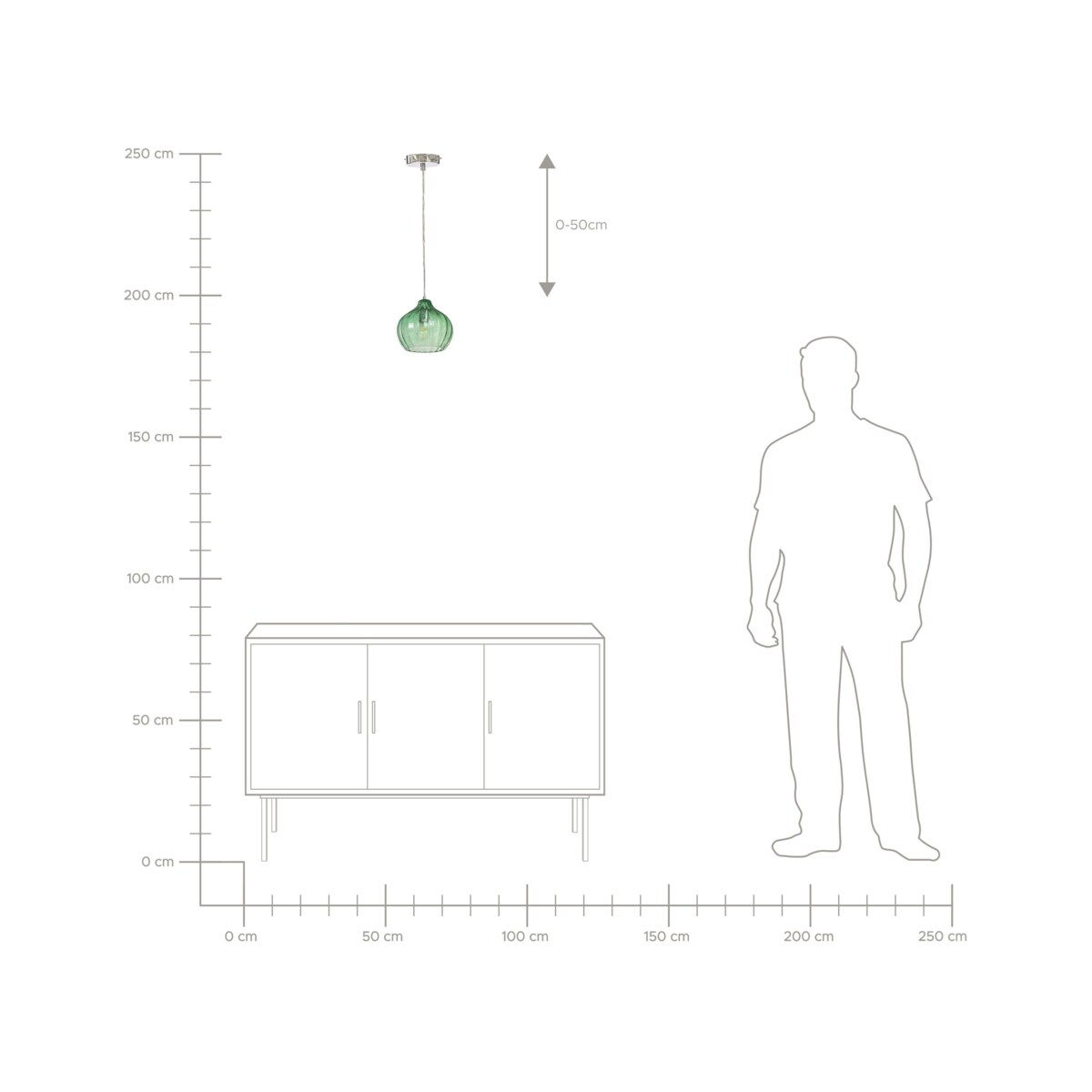 Lampa wisząca szklana zielona KEILA