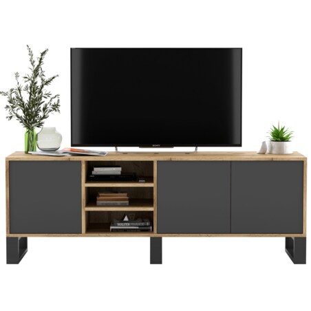 Szafka RTV Loft Nowoczesna Komoda RTV Loft 150 cm Dąb Wotan Grafit MAT