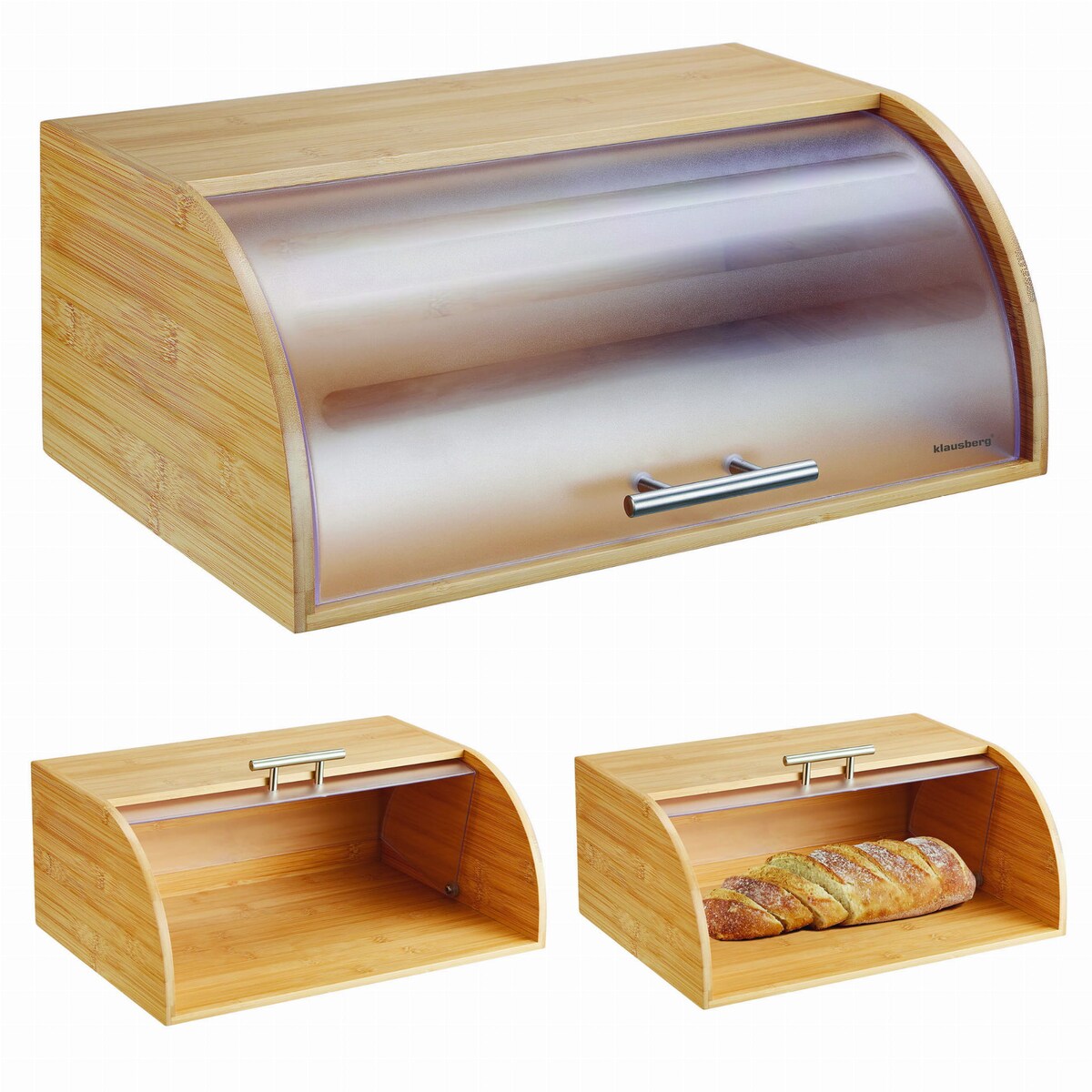 Chlebak bambusowy drewniany 41cm pojemnik na pieczywo chleb bułki KLAUSBERG