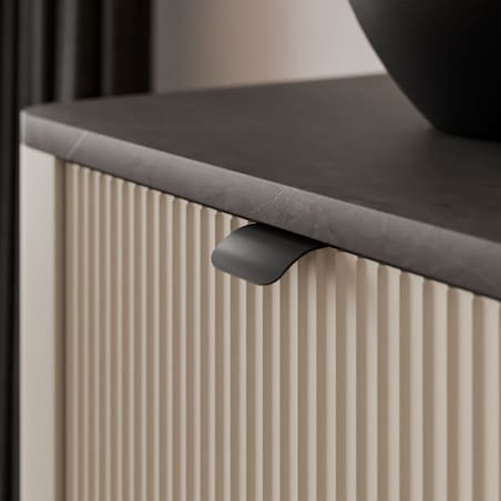 Komoda do salonu AUTUMN 3S na wysokich nóżkach, kaszmir / szary kamień