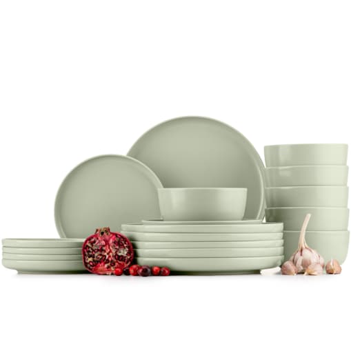 VICTO Zestaw obiadowy 6-osobowy beżowy, 18 el, KONSIMO