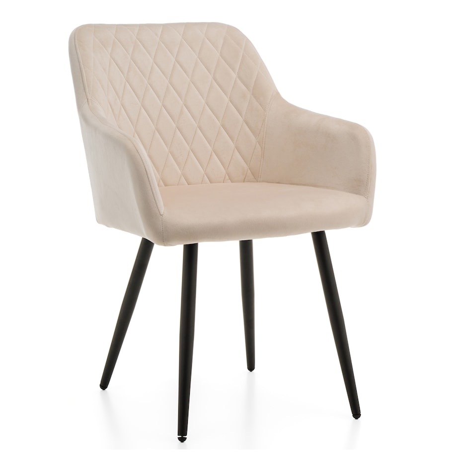 Krzesło tapicerowane TODI welur do salonu jadalni pikowane beżowe