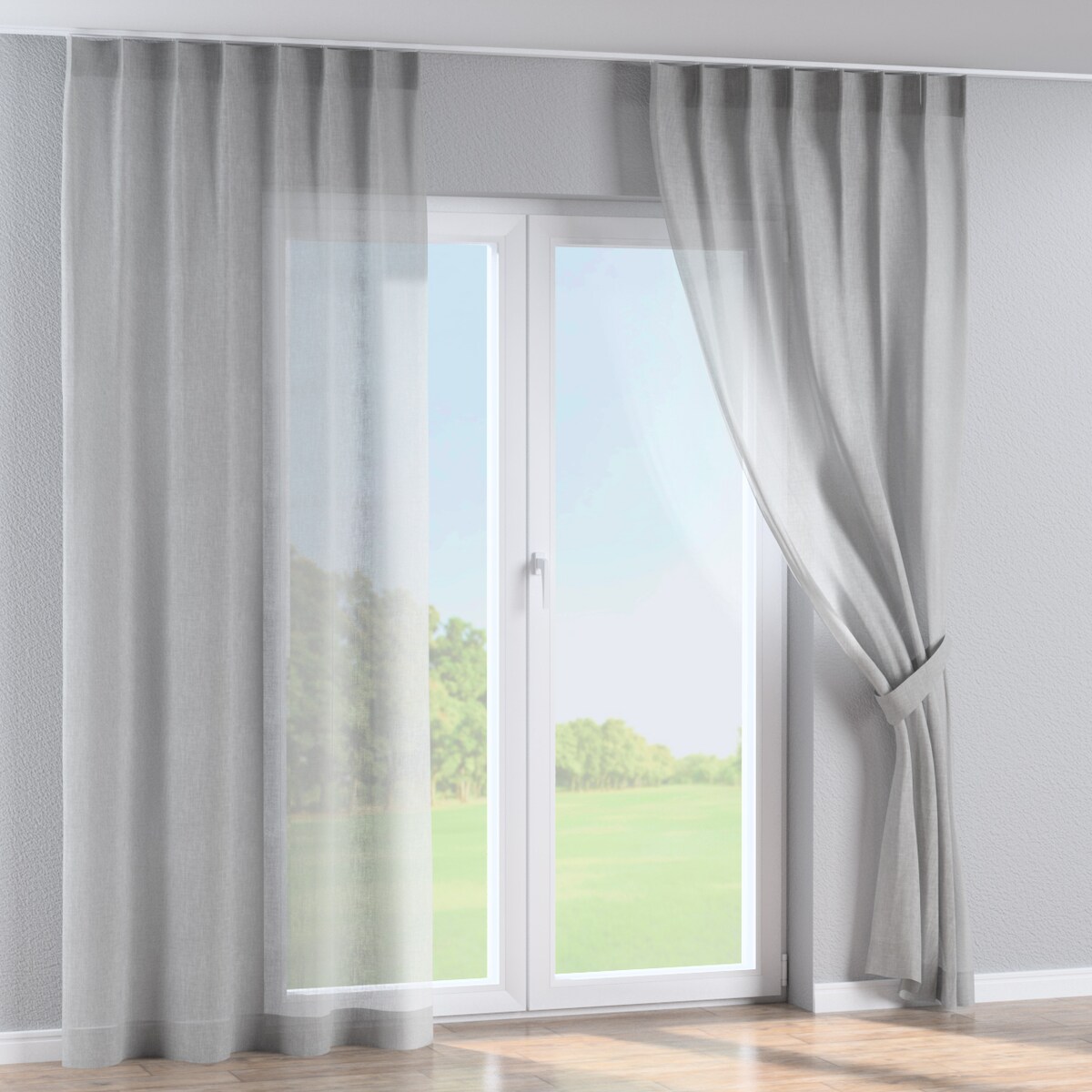 Zasłona na haczykach flex pojedynczych 130x260 gołębi szary