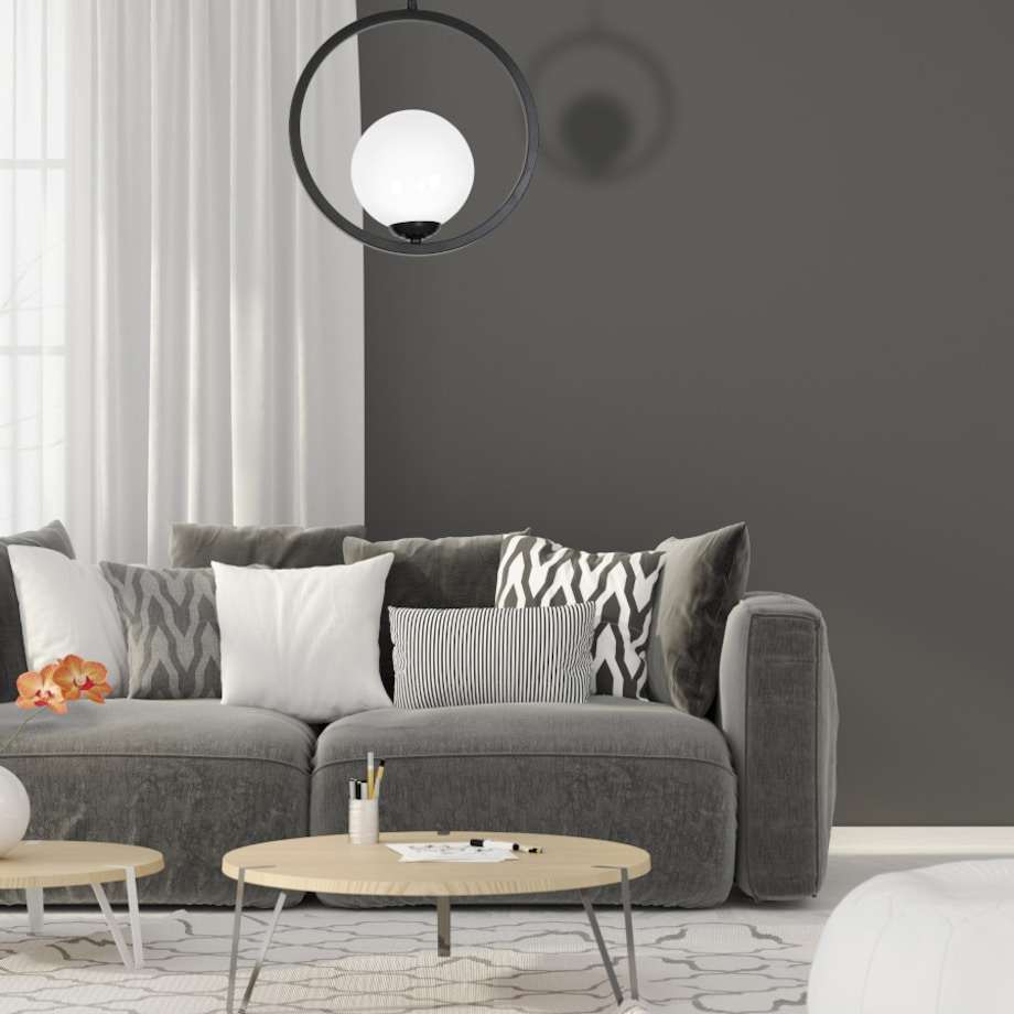 Wisząca LAMPA modernistyczna BOSTON MLP5593 Milagro metalowa OPRAWA okrągła ZWIS szklana kula ball czarna biała