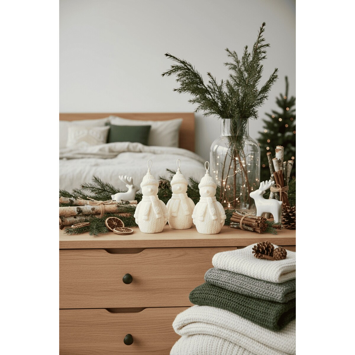 Świeca sojowa Bałwanek – ręcznie robiona świąteczna dekoracja