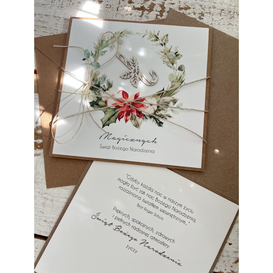 Wyjątkowa ręcznie robiona kartka świąteczna na Boże Narodzenie