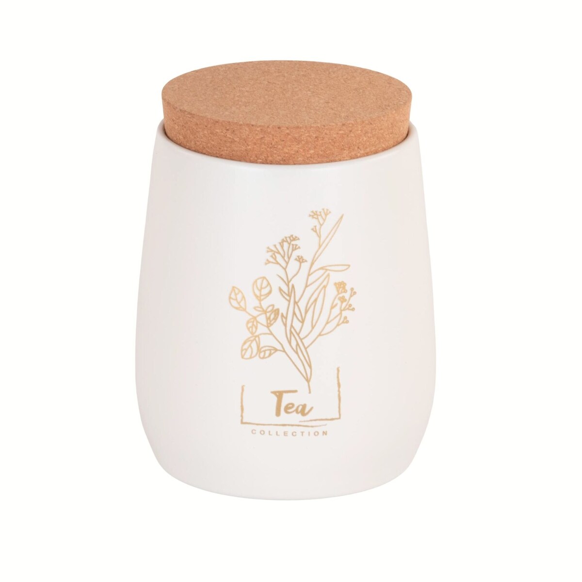 Pojemnik metalowy biały z korkową pokrywką 750 ml TEA