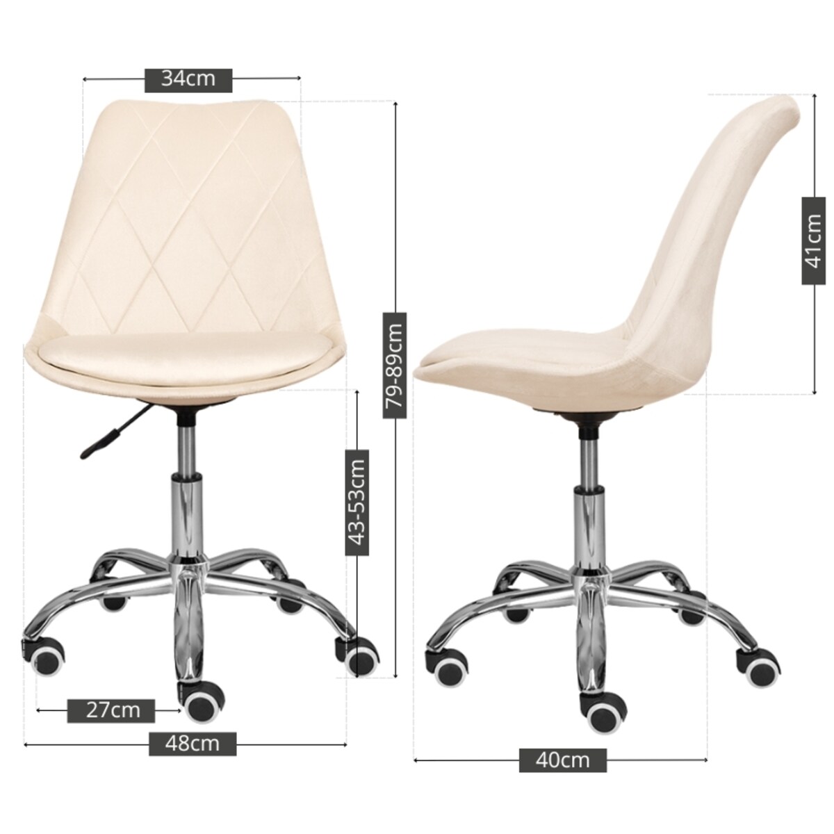 Krzesło biurowe fotel obrotowy welurowy pikowany beżowy do biurka