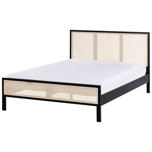 Łóżko Drewno sosnowe SALERNAS 140 x 200 cm Czarny