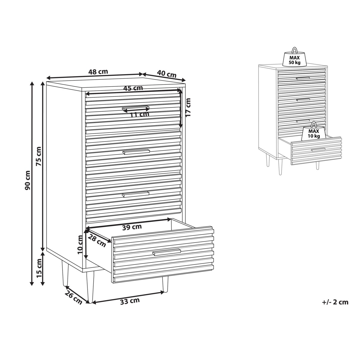 Komoda 4 szuflady ciemne drewno KEITH
