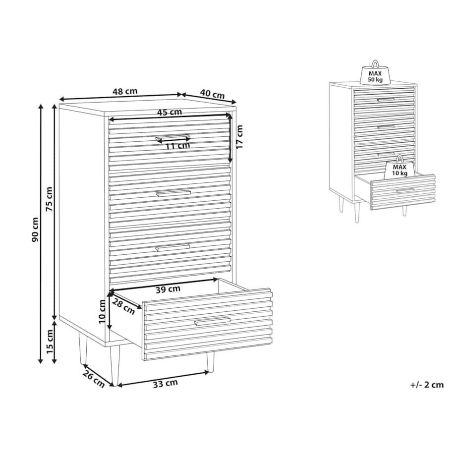 Komoda 4 szuflady ciemne drewno KEITH