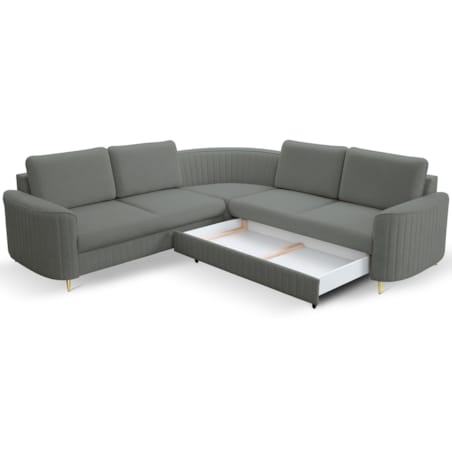 Narożnik z funkcją spania i pojemnikiem na pościel LOREN, granatowy