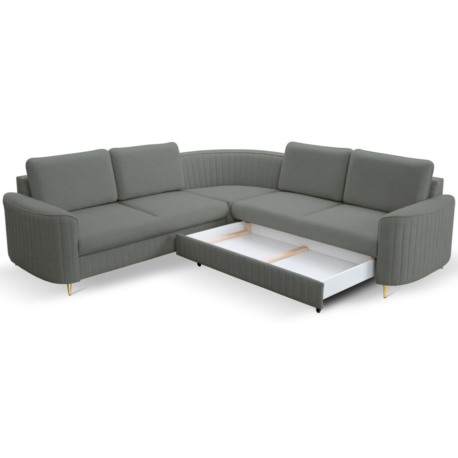 Narożnik z funkcją spania i pojemnikiem na pościel LOREN, granatowy