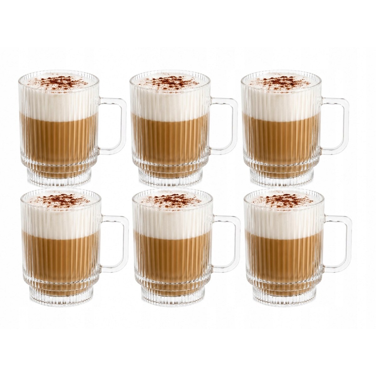 Szklanki Prążkowane 300ml 6szt Kubki do Latte Capuccino herbatę na prezent