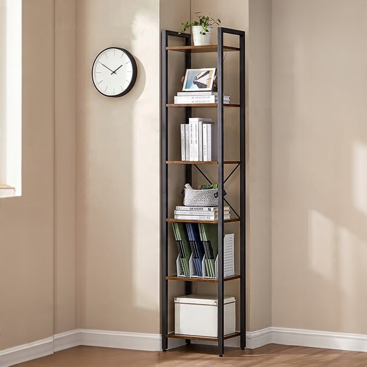 Biurowy regał na książki biblioteczka wysoki loft industrial słupek vintage