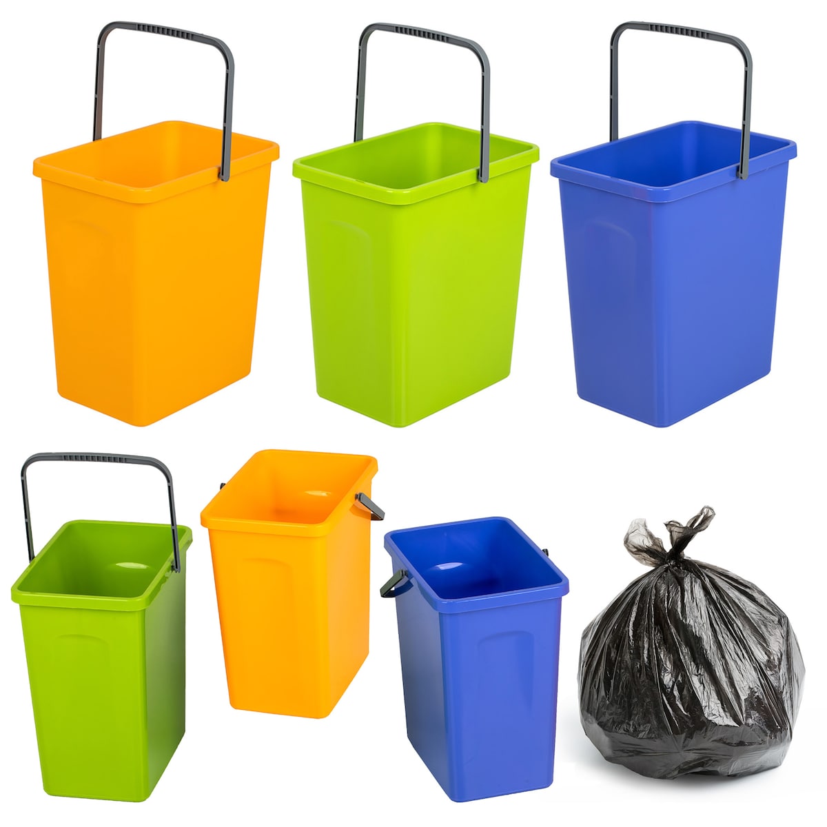 3X Pojemnik Plastikowy 10 L Kosz Na Śmieci Odpady Do Segregacji Zestaw