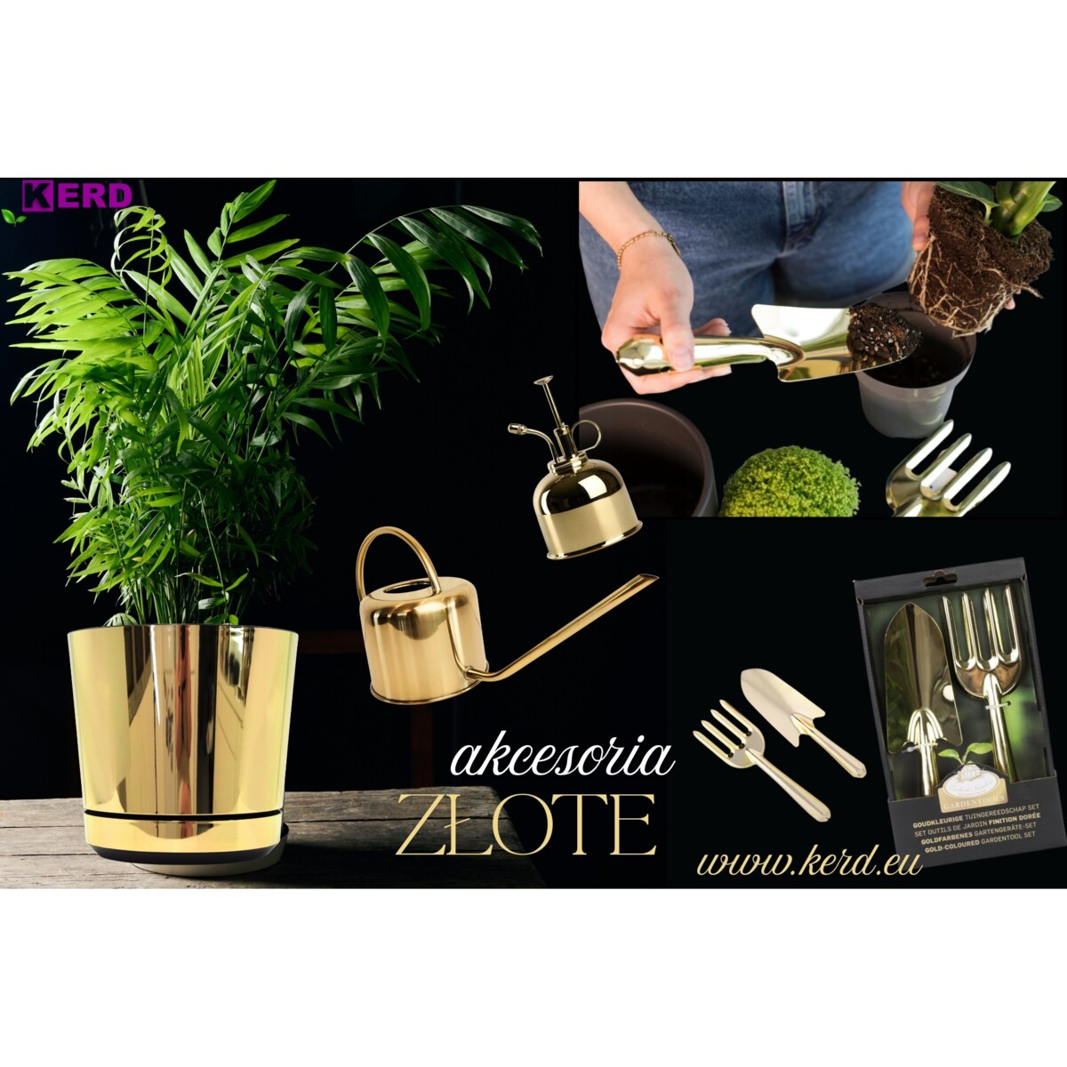 Konewka ZŁOTA ozdobna 1 L wysokiej jakości stal Esschert Design