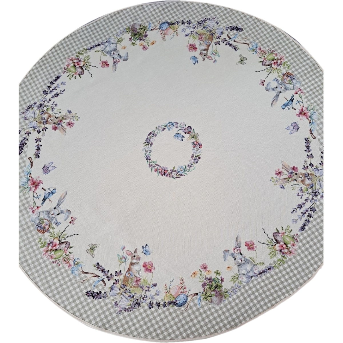 Obrus Okrągły Wielkanocny Na Stół 140 Cm Ozdobny Dekoracyjny