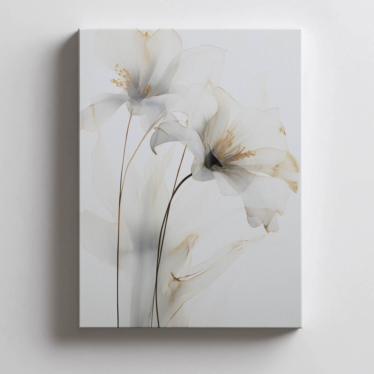 Białe Lilie ze Złotym Blaskiem, 40x50 cm, bez ramy, płótno premium na blejtramie