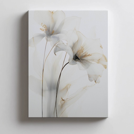 Białe Lilie ze Złotym Blaskiem, 40x50 cm, bez ramy, płótno premium na blejtramie