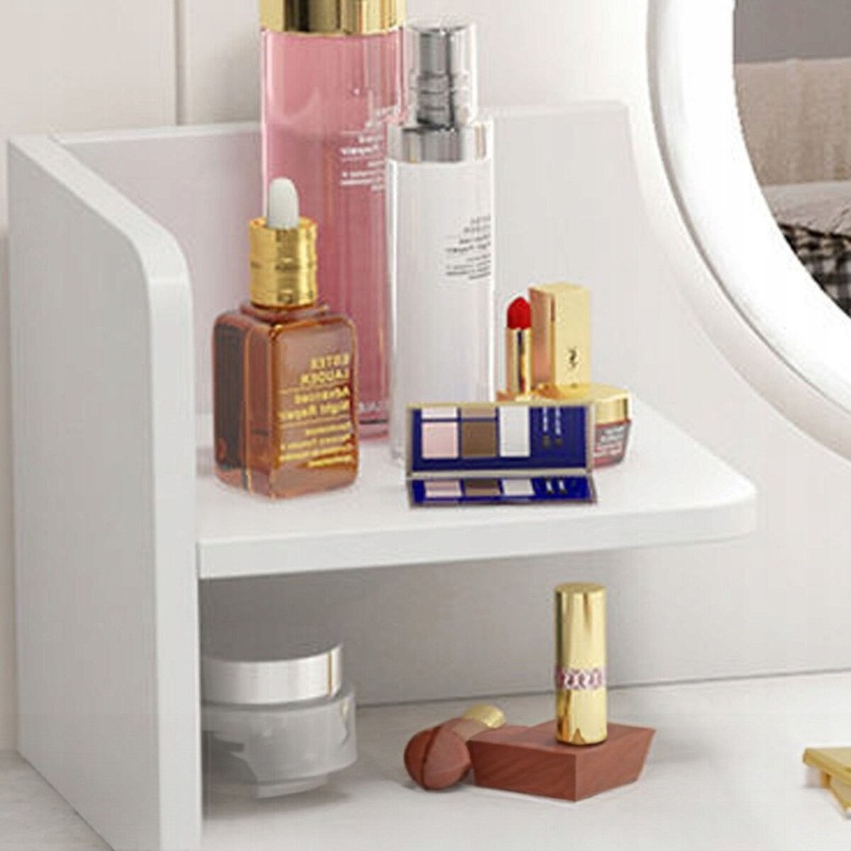 Toaletka kosmetyczna z lustrem biała z szufladami loft