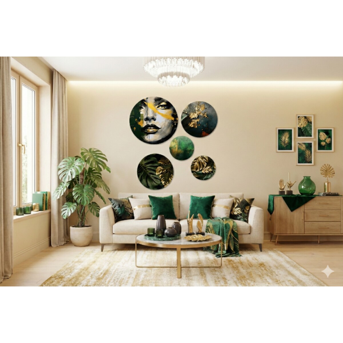 Obrazy ścienne Złote Liście Ozdoba na ścianę do sypialni pokoju salonu