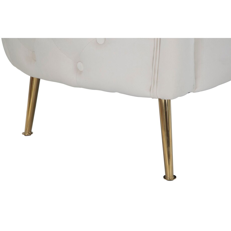 Sofa Bucarest, kolor kremowy i złoty, tkanina, sklejka i metal, 127 x 74 x 73 cm, do salonu, Mauro Ferretti