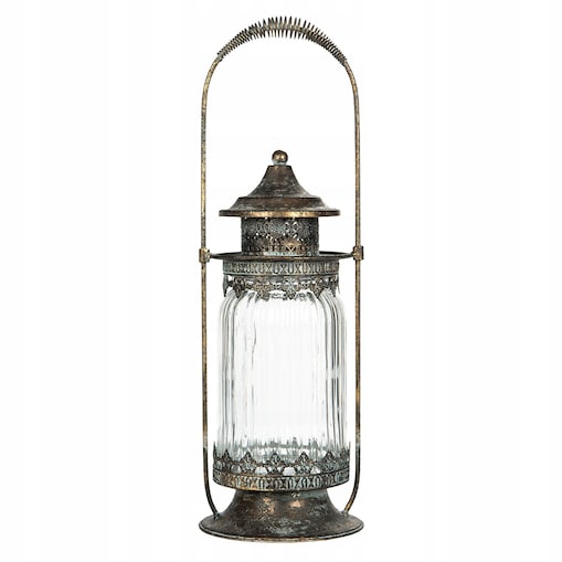 LAMPION RETRO VINTAGE stare złoto stojący / wiszący wys. 43cm