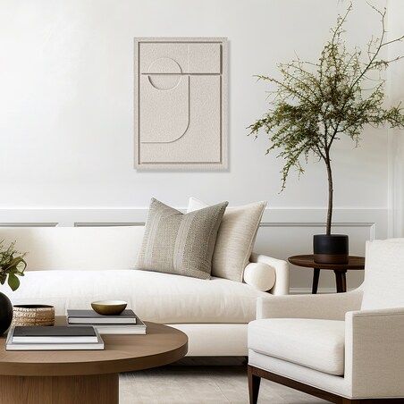 Obraz 3D 50x70cm Geometric II – Dekoracja Ścienna z Tynku Naturalnego, Natural Cream Minimalistyczny Relief