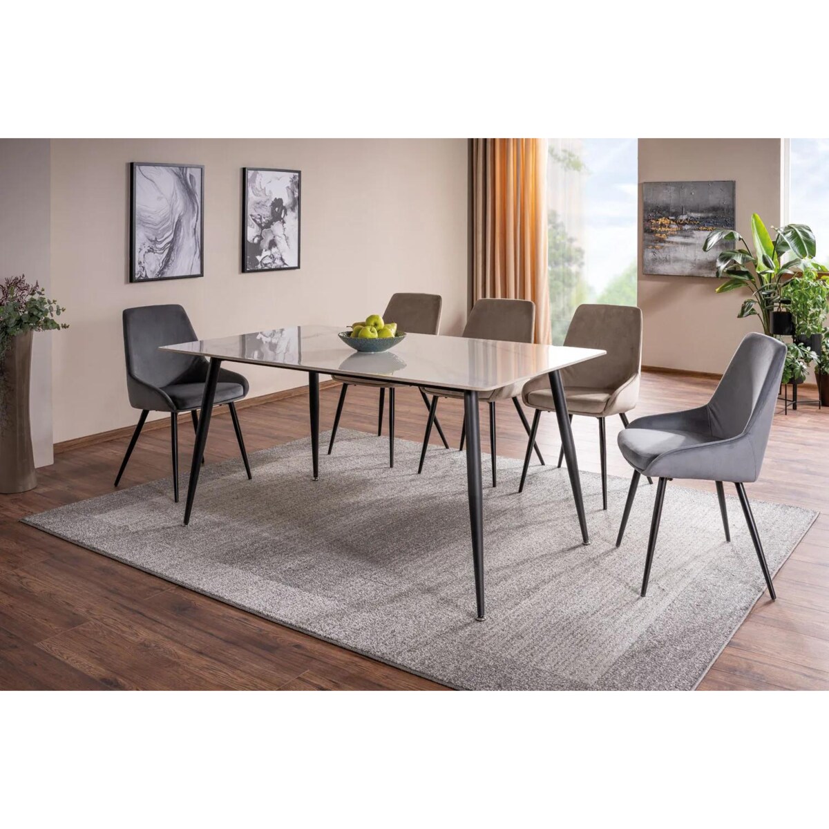 Krzesło tapicerowane COBE VELVET ciemnobeżowe