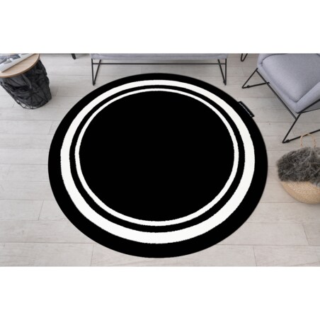 Dywan HAMPTON Border koło ramka czarny koło 120 cm