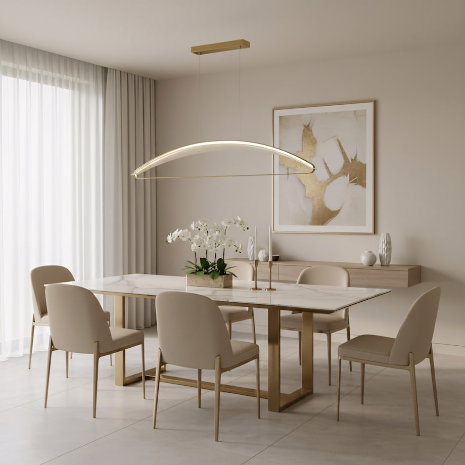Lampa Sufitowa Wisząca G124-Cp Led Złoty, Metal, Tworzywo Sztuczne