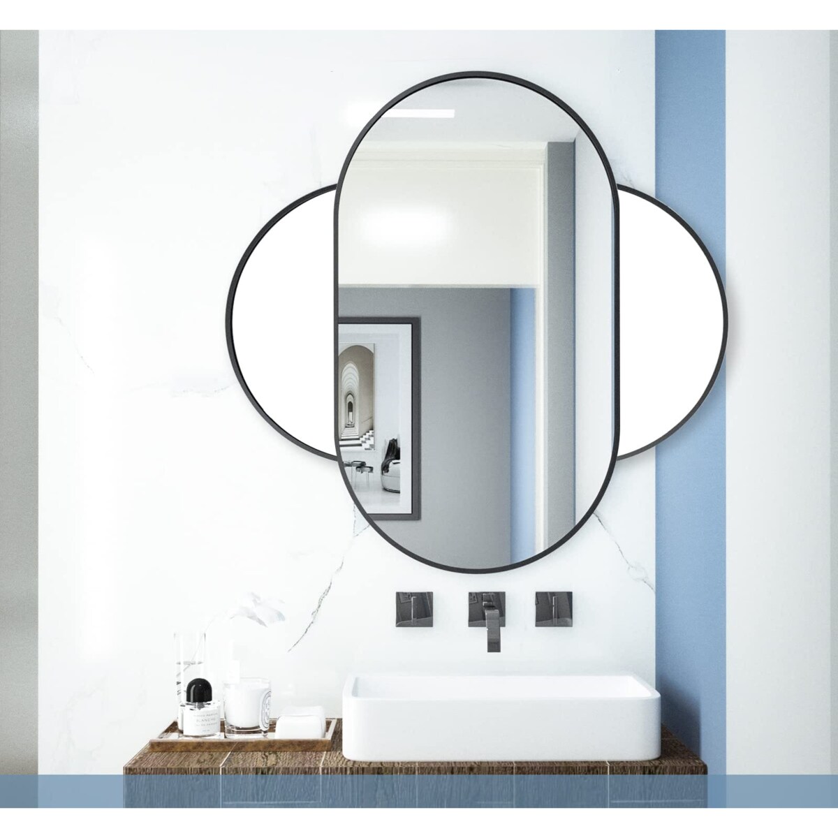 Lustro Owalne 100X50 Cm Czarna Rama